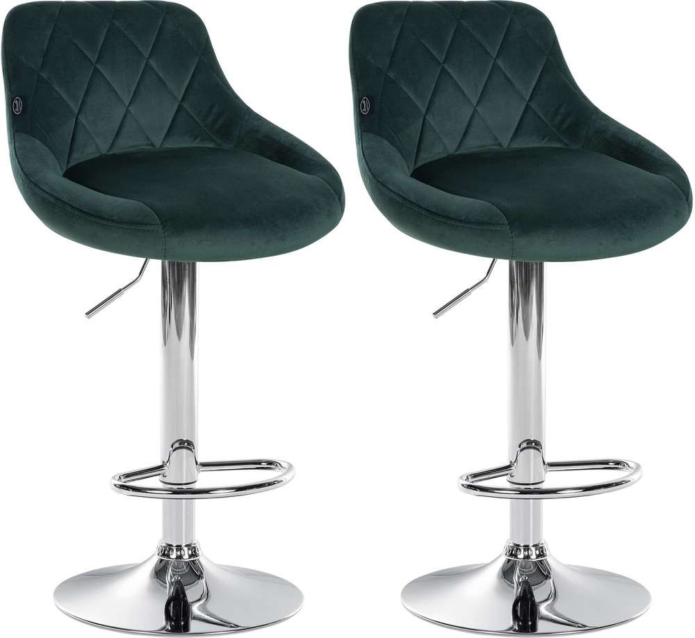 Lot de 2 tabourets de bar lazio velours chrome