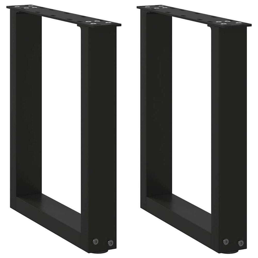 Pieds de table basse en u 2 pièces noir 38 x (42-43) cm acier