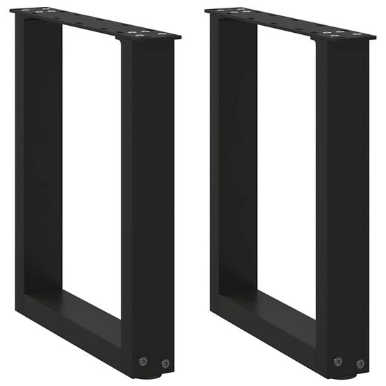 Pieds de table basse en u 2 pièces noir 38 x (42-43) cm acier