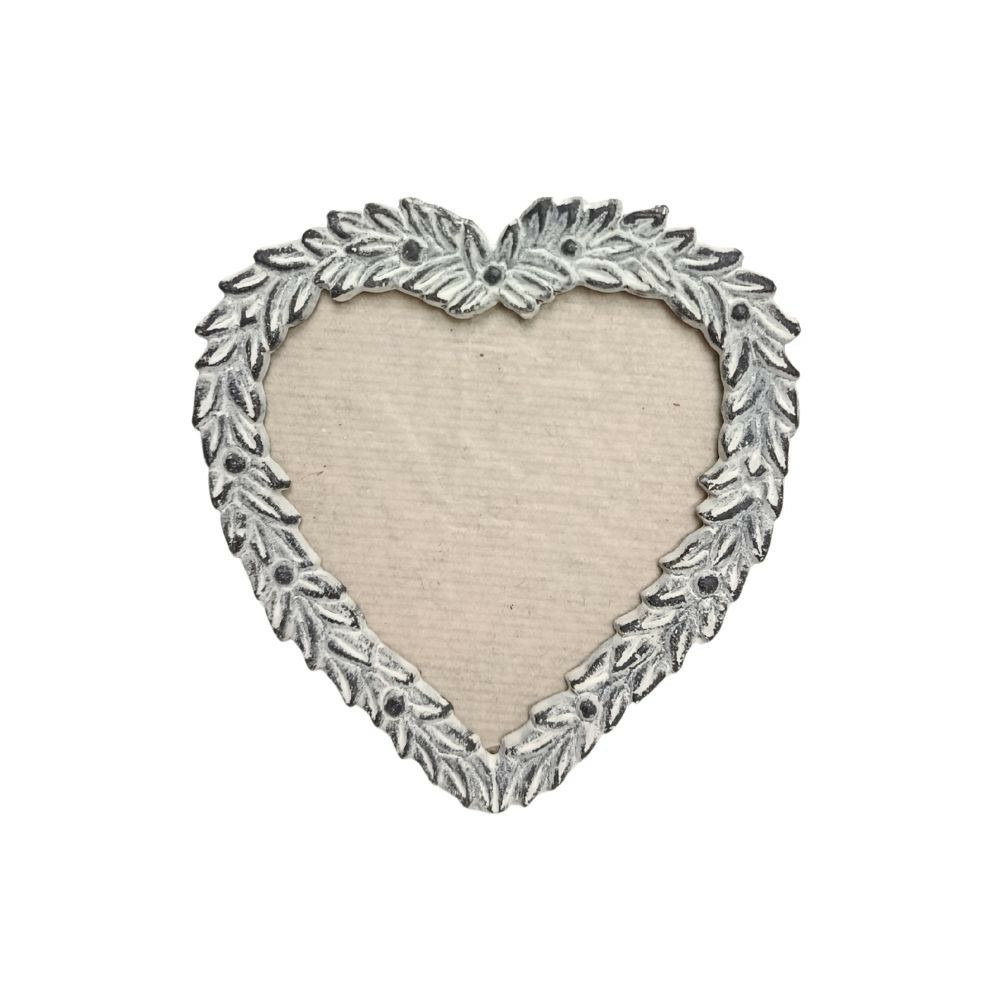 Cadre photo en fonte grise à poser en forme de coeur ø.15 cm