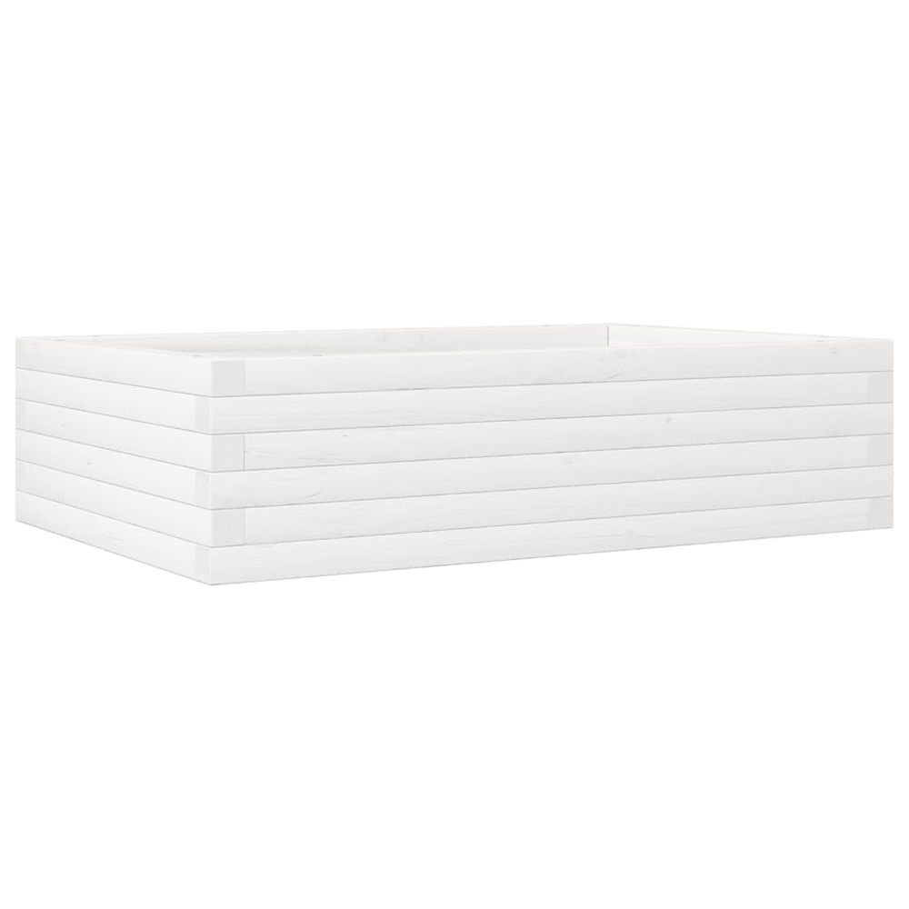 Jardinière blanc 90x60x23 cm bois de pin massif