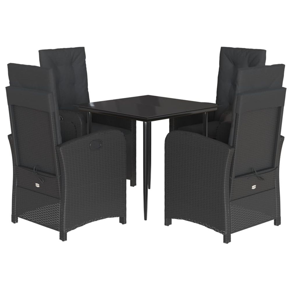 Ensemble à manger de jardin coussins 5pcs noir résine tressée