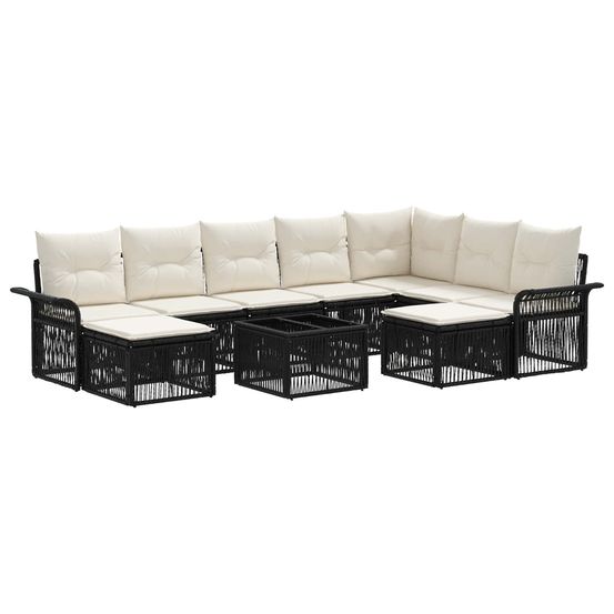 Ensemble de canapé de jardin 10 pc noir et blanc crème
