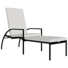 Transat chaise longue bain de soleil lit de jardin terrasse meuble d'extérieur avec repose-pied résine tressée noir 02_001259