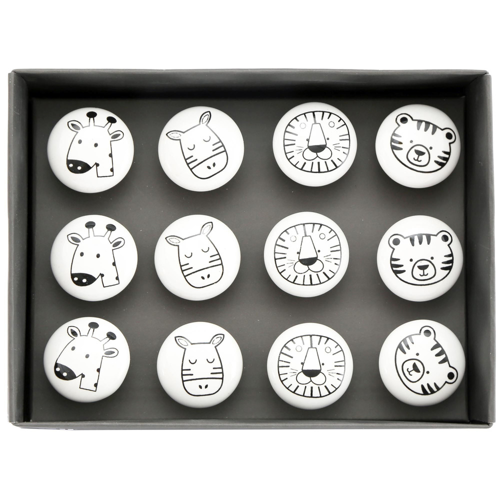 Boutons de meubles pour enfants animaux (lot de 12)