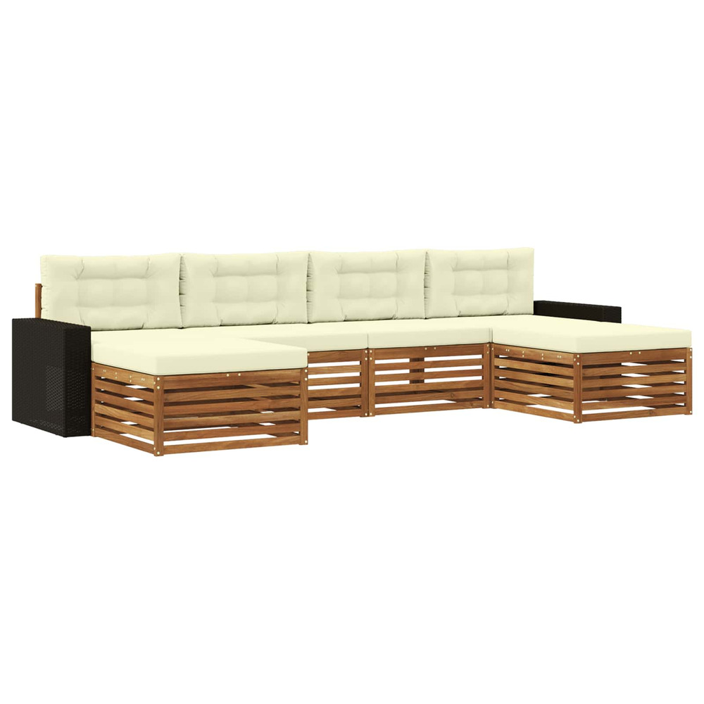 Ensembles de canapés avec coussin 6 pcs bois d'acacia massif