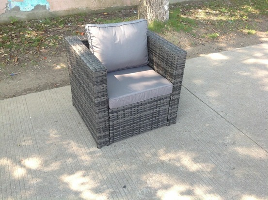 Chaise de patio en rotin rembourré mobilier de jardin d’extérieur