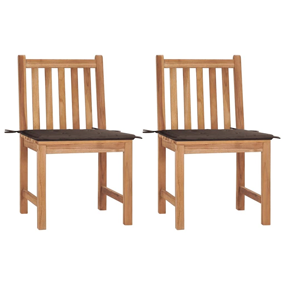 Chaises de jardin lot de 2 avec coussins bois de teck massif