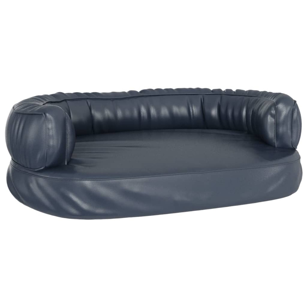 Lit pour chien ergonomique mousse bleu foncé 60x42cm similicuir