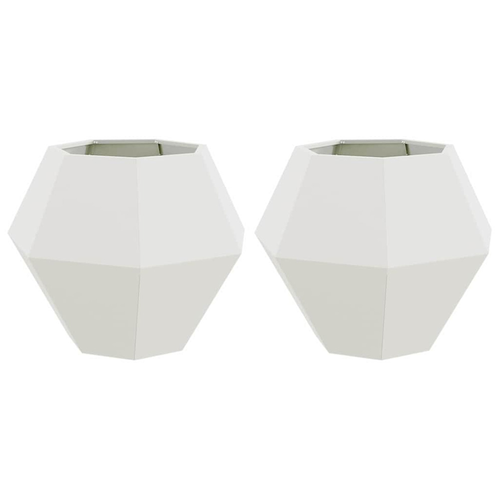 Jardinière d'extérieur 2 pcs blanc 75 x 75 x 60 cm acier