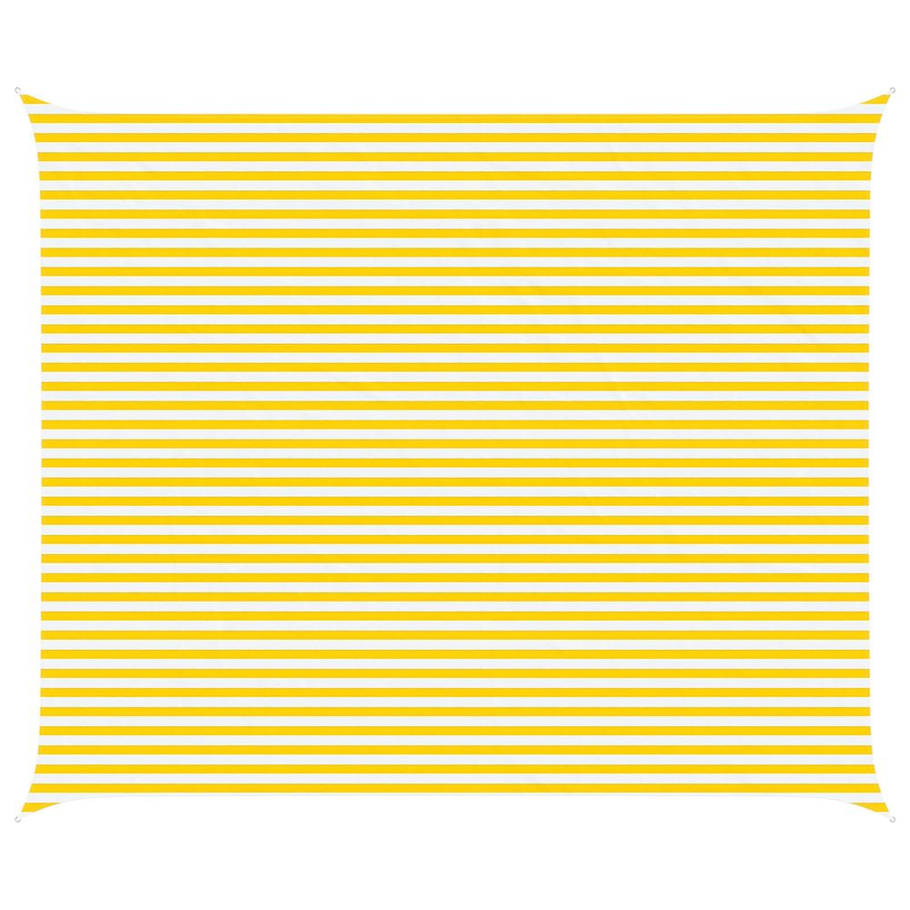 Voile d'ombre jaune et blanc 6 x 5 m 100 % polyester oxford