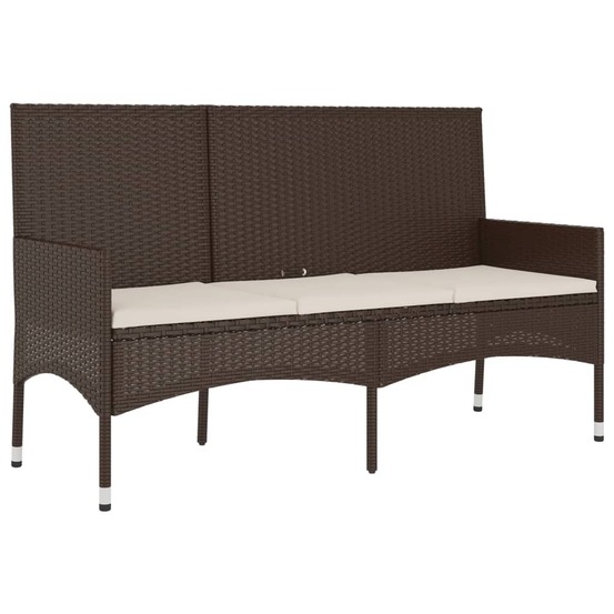 Banc de jardin meuble de patio d'extérieur terrasse à 3 places avec coussins 140 x 51 x 85 cm marron résine tressée 02_001179
