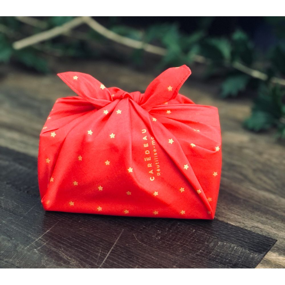 Matte 100% cotton collection monochrome : mes ptits etoiles (taille s) 35x35 cm - rouge coquelicot