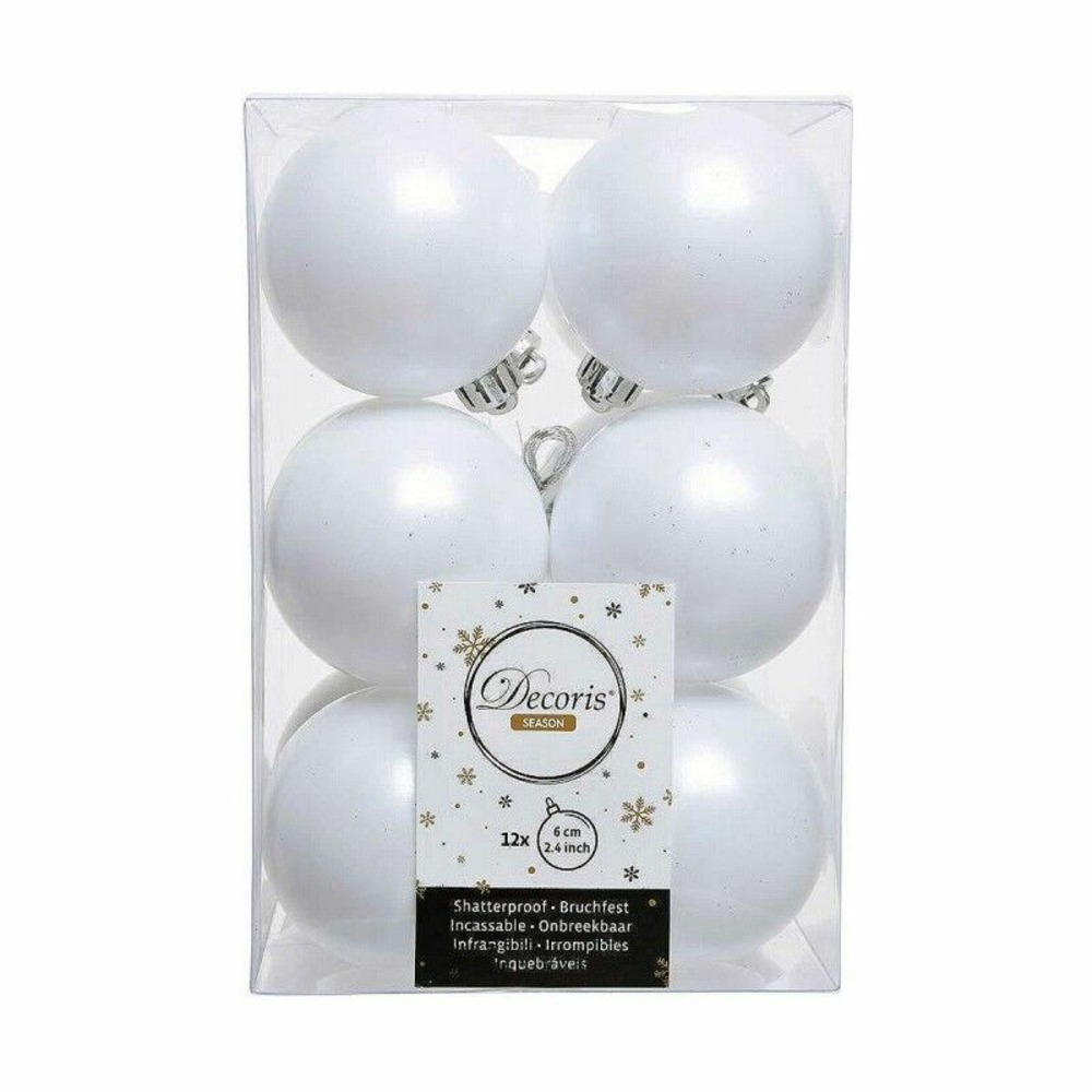 Boules de noël decoris 12 unités blanc plastique ø 6 cm