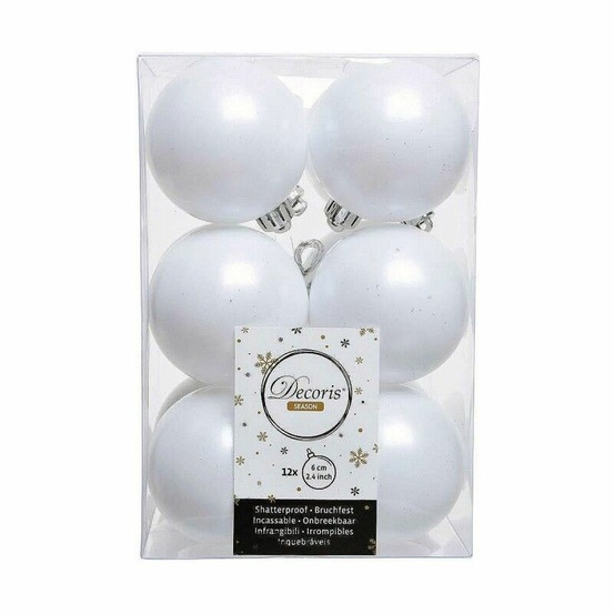 Boules de noël decoris 12 unités blanc plastique ø 6 cm