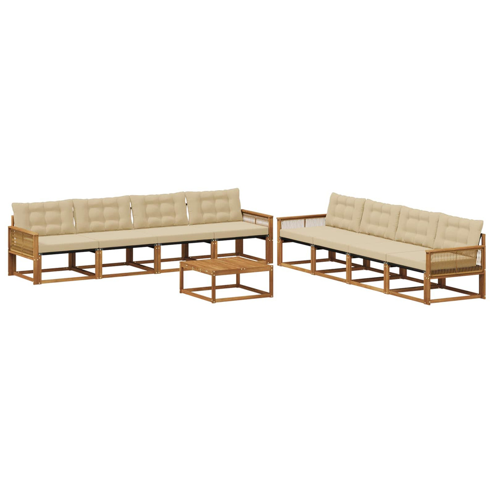 Ensemble de canapés d'extérieur 9 pcs naturel et beige