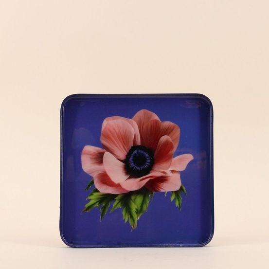 Plateau en métal laqué motif blossom 30x30cm