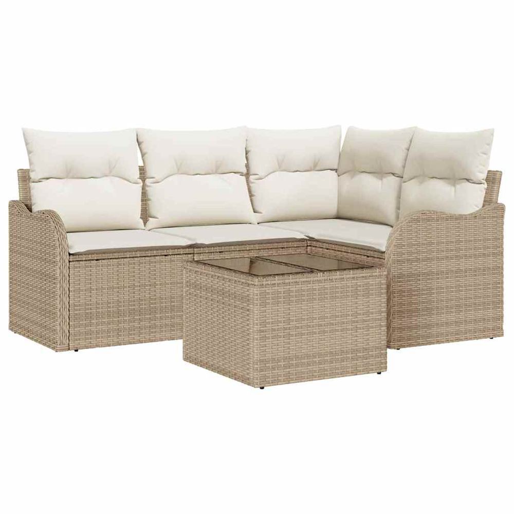 Ensemble de canapé de jardin 5 pc marron polyrotin