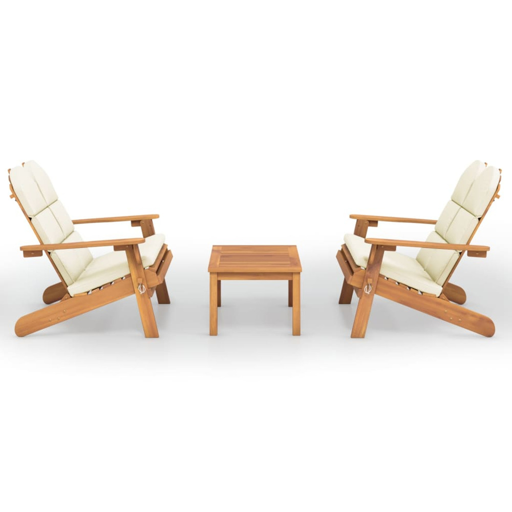 Ensemble de salon de jardin adirondack 3 pcs bois acacia solide