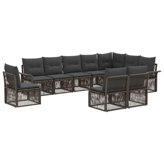 Ensemble de canapé de jardin 10 pc gris polyrotin