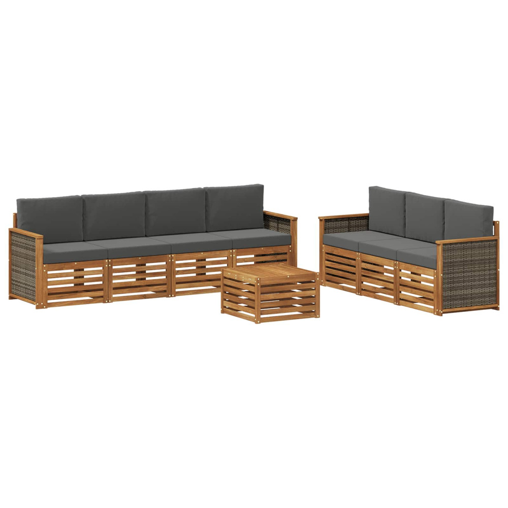 Ensembles de canapés avec coussin 8 pcs bois d'acacia massif