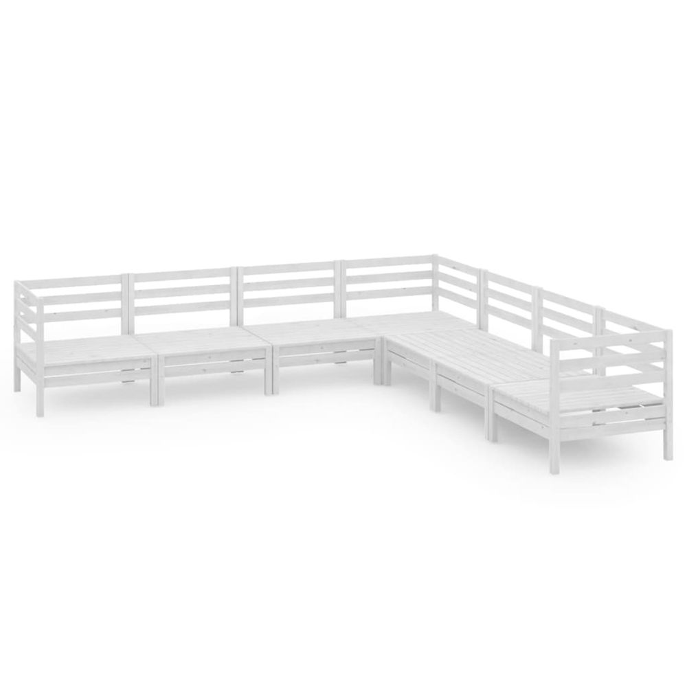 Salon de jardin 7 pcs bois de pin massif blanc