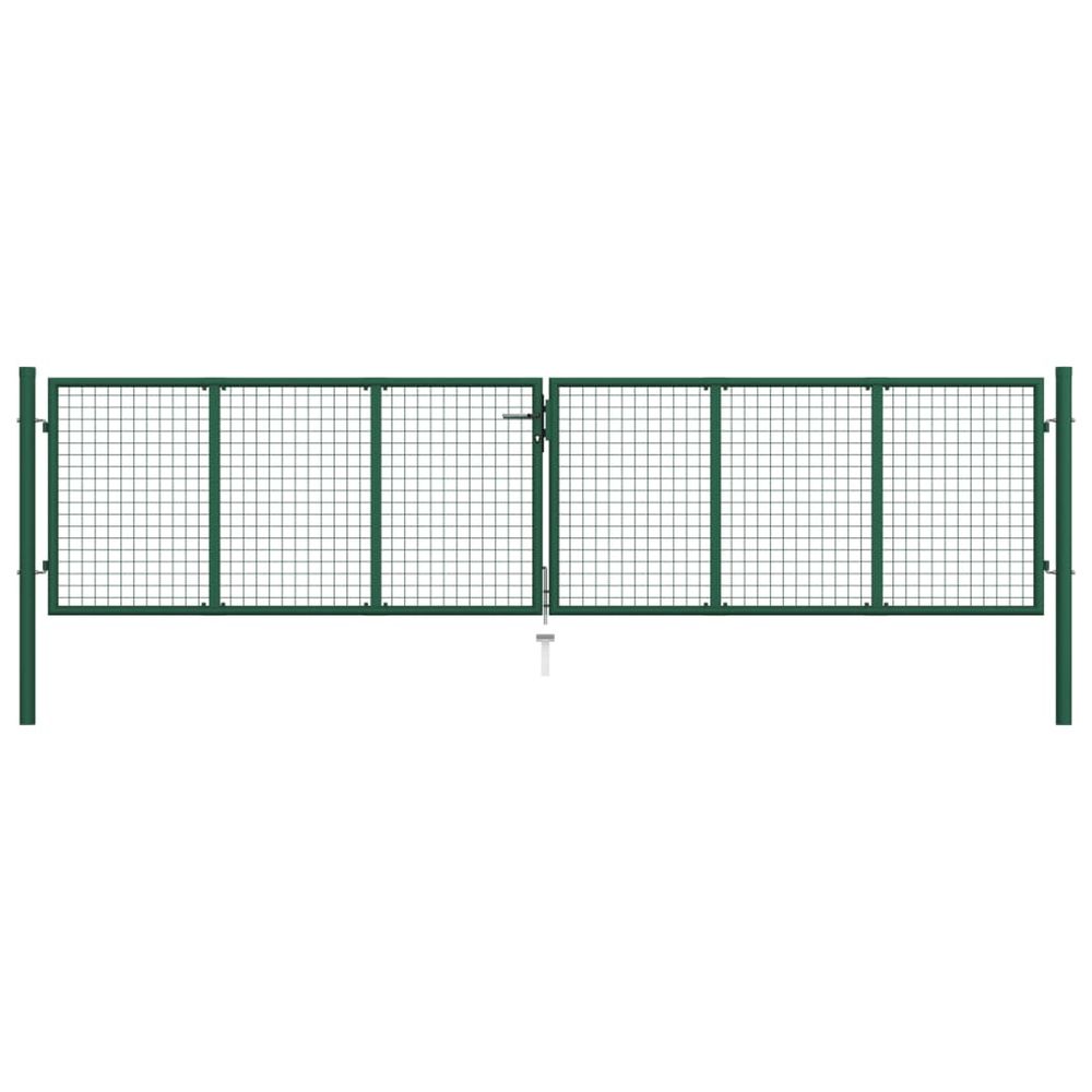 Portail de jardin en acier grillagé 400 x 100 cm vert