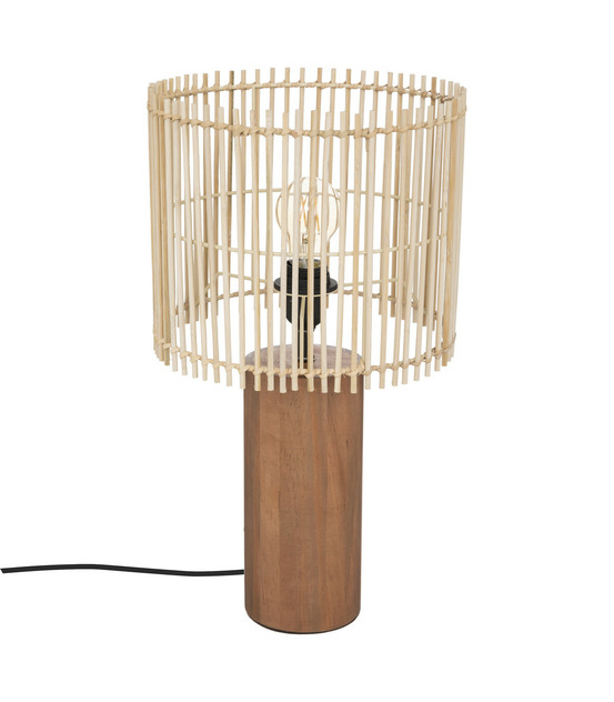 Lampe à poser en bois et bambou d 27 cm