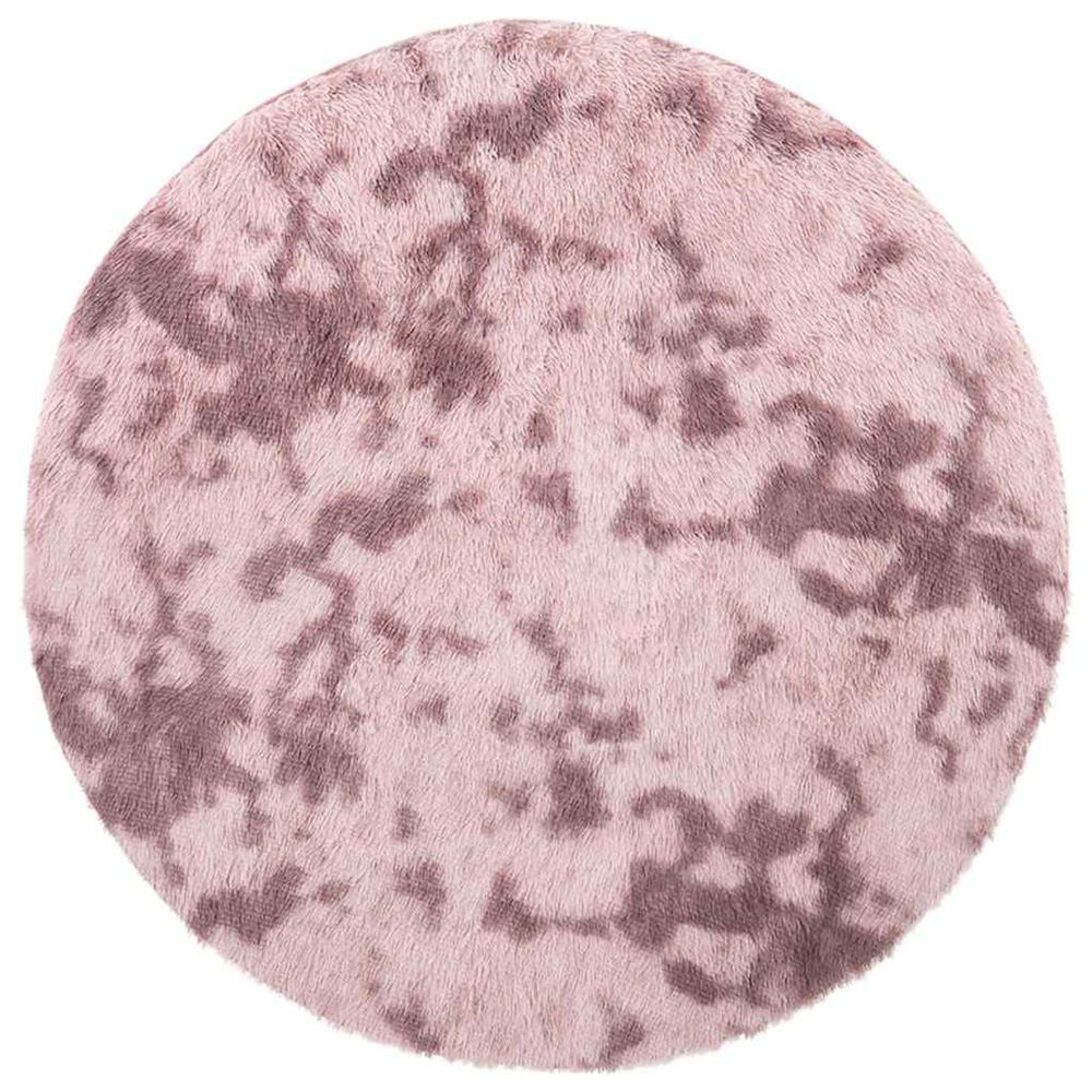 Tapis shaggy à poils longs navarra rose poudré 120x120 cm