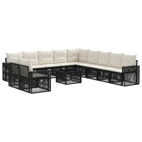 Ensemble de canapé de jardin 12 pcs noir et blanc crème