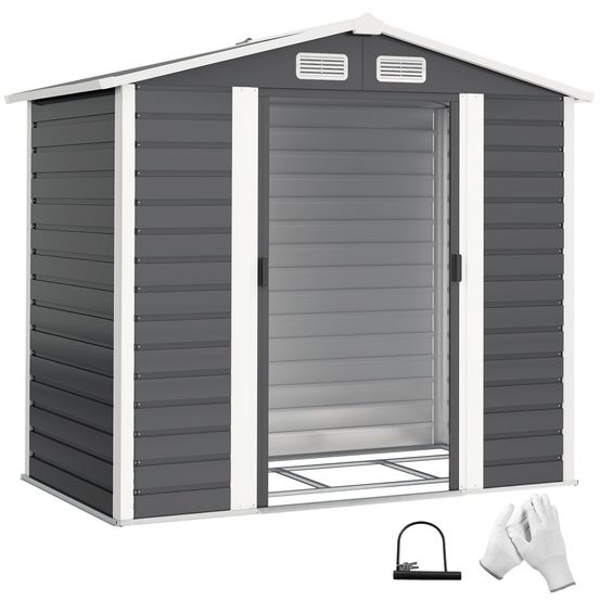 Abri de jardin métal rangement extérieur avec serrure 213x120x194cm gris foncé - comfortxl outdoor living