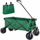 Chariot de jardin pliable 80 kg tout-terrain outils jardinage vert