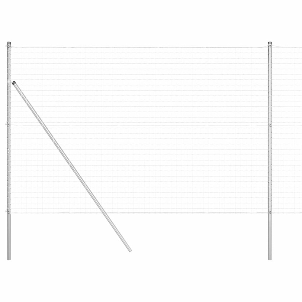 Clôture avec poteaux argent 1.5 x 10 m acier