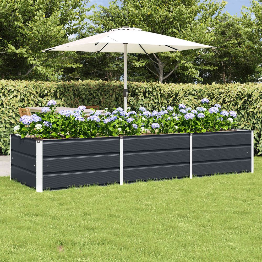 Jardinière potager xxl acier pour jardin et terrasse grande capacité 240x80x45 cm anthracite