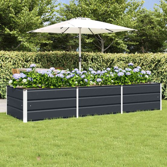Jardinière potager xxl acier pour jardin et terrasse grande capacité 240x80x45 cm anthracite
