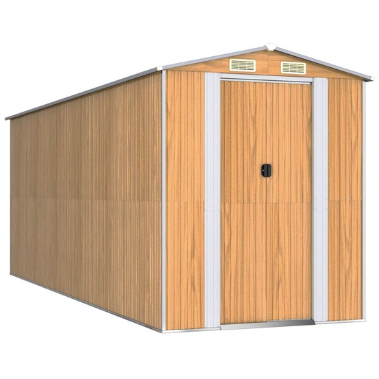 Abri de jardin marron clair 192x523x223 cm acier galvanisé