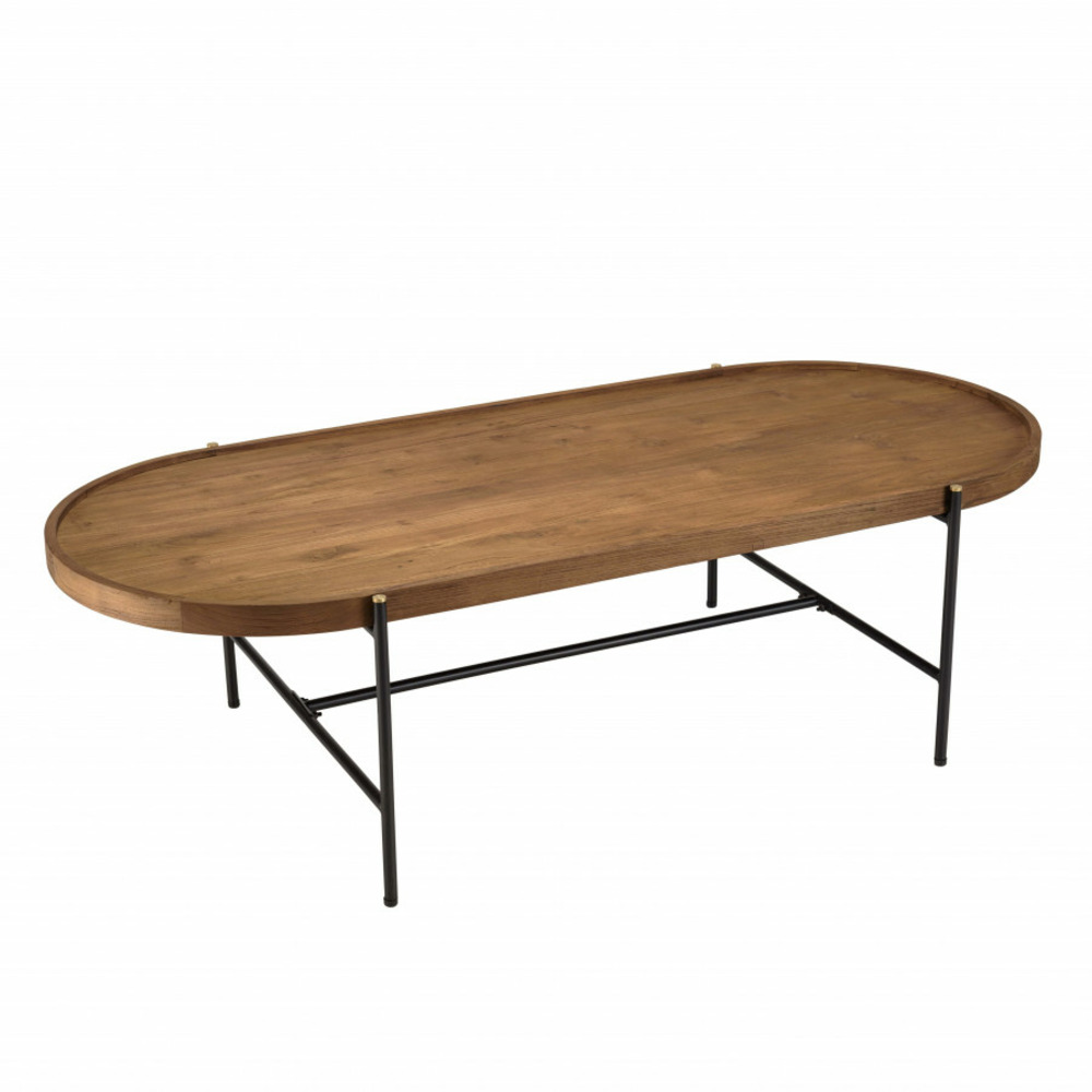 Table basse ovale plateau en bois de teck recyclé l140