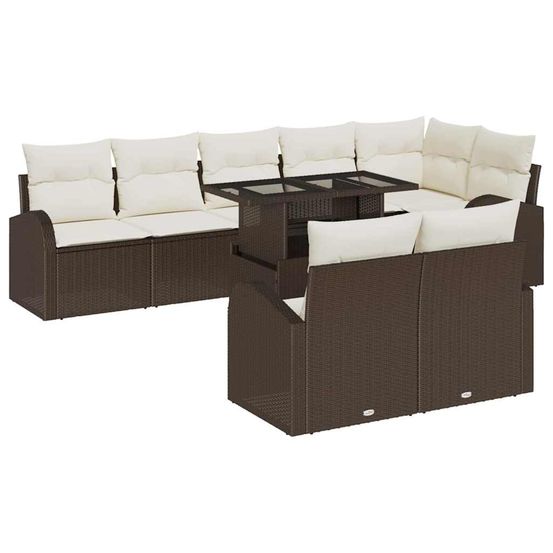 Ensemble de canapé de jardin 9 pc marron poly rotin