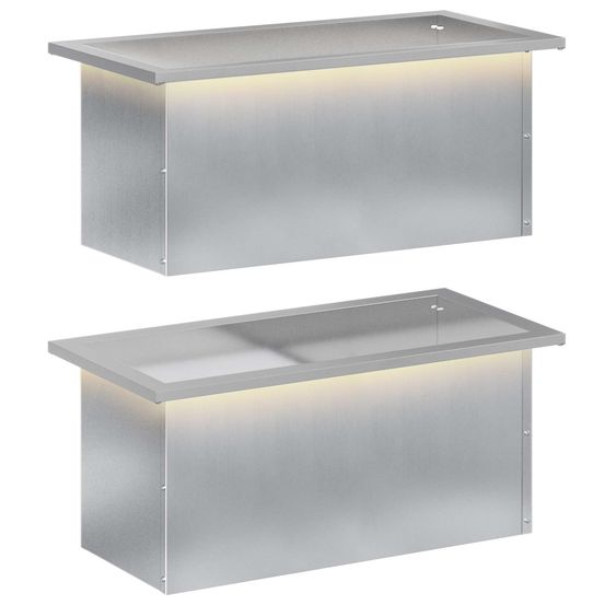 Jardinière d'extérieur de jardin avec led 2 pc argenté 30 x 60 x 30 cm