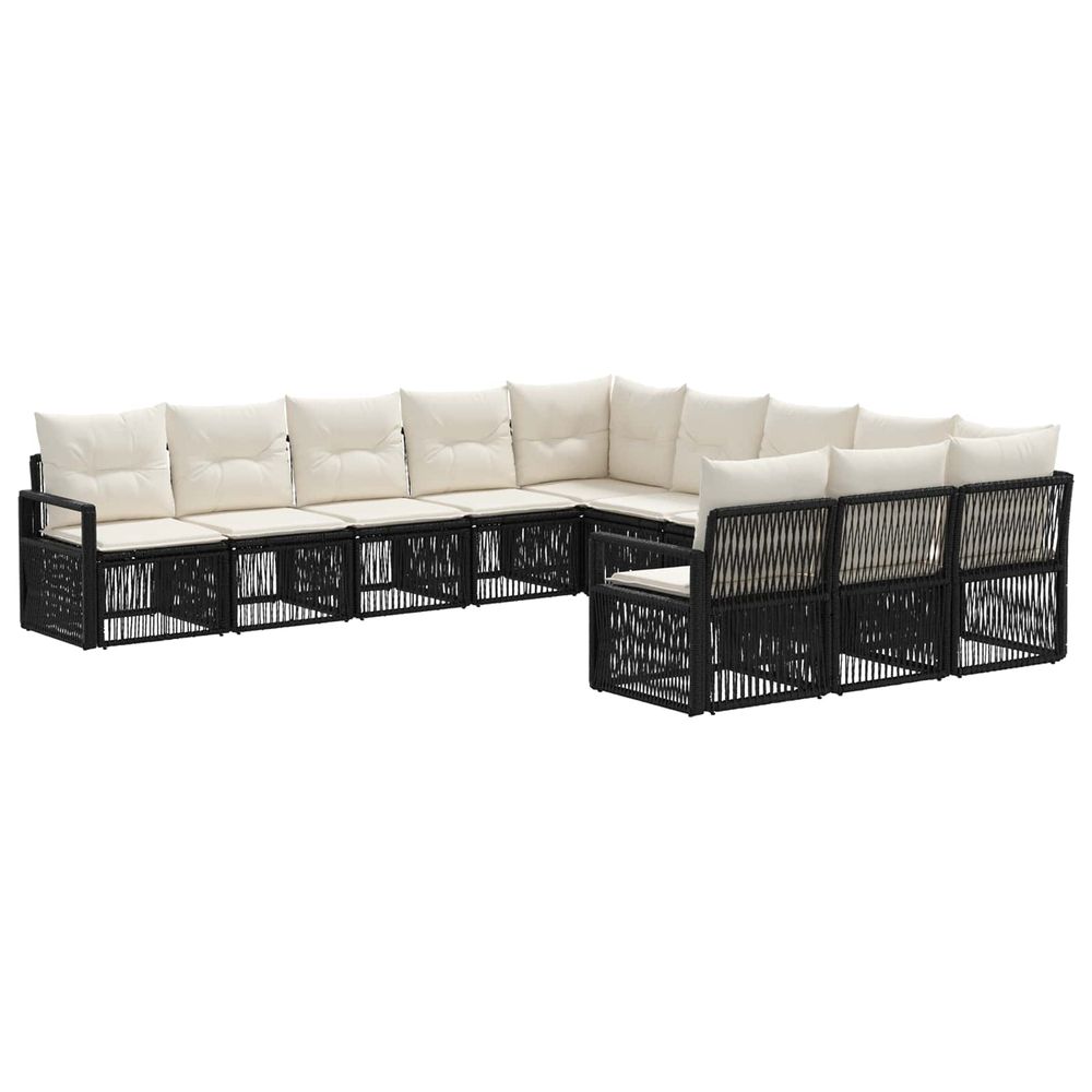 Ensemble de canapé de jardin 11 pc noir polyrotin