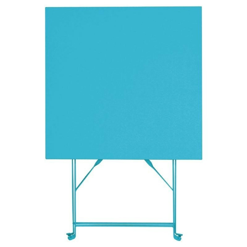Table de terrasse bleu turquoise en acier carrée 600 mm - bolero