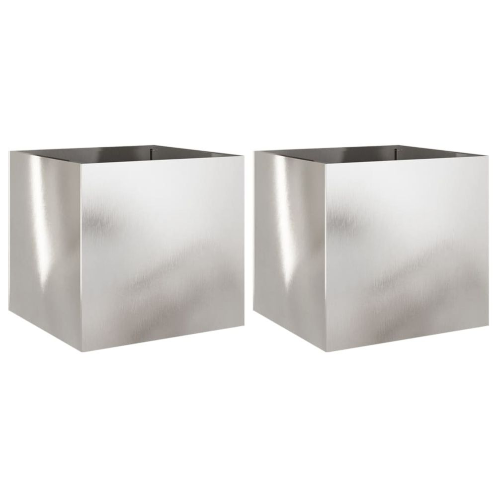 Jardinière d'extérieurs 2 pcs argenté 49x47x46 cm acier inoxydable