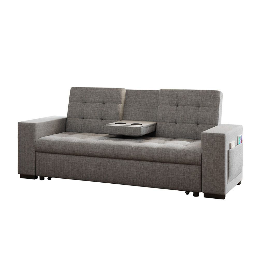 Canapé convertible gris clair avec rangements noho