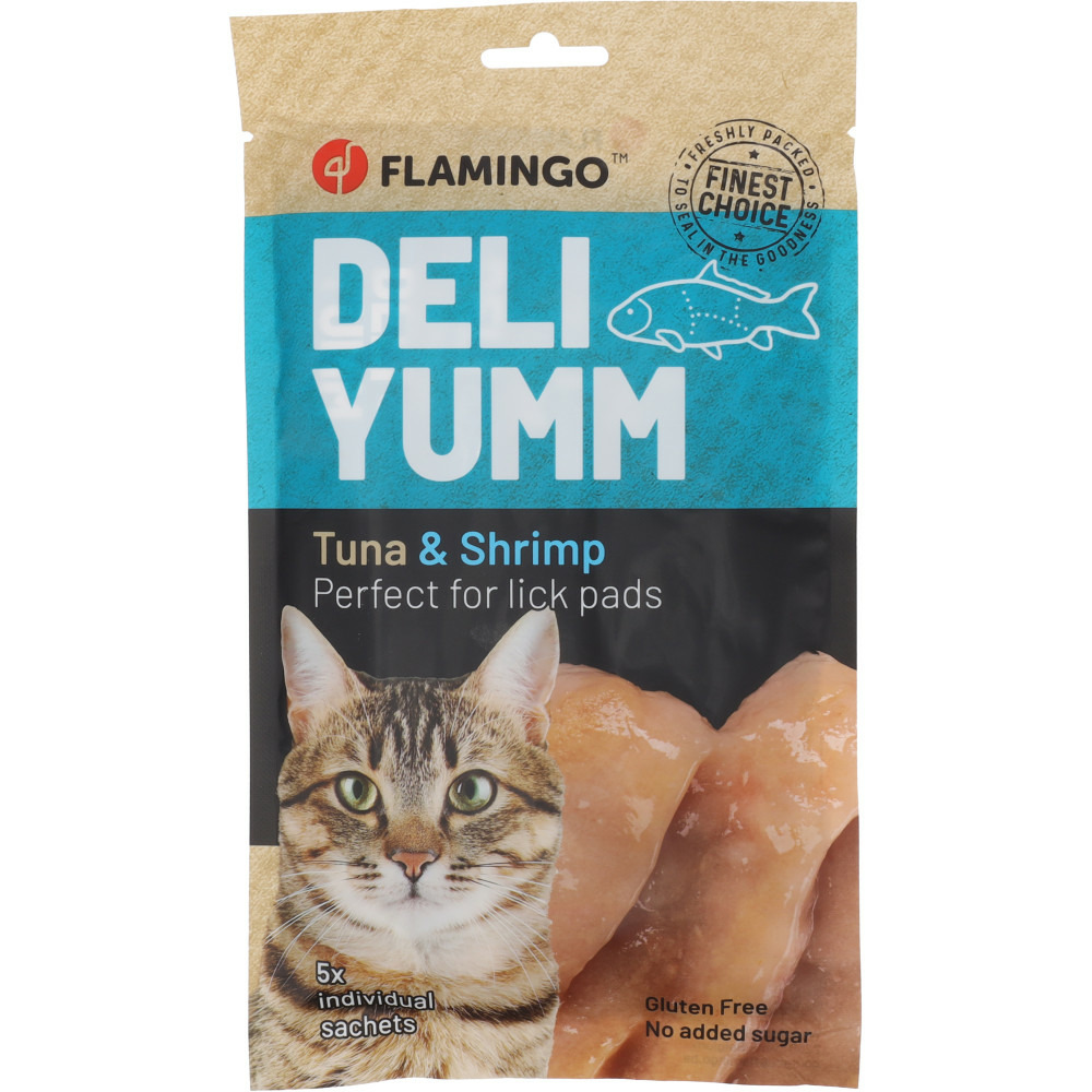 Friandises deli yumm pâté avec thon et crevette 5 sticks de 14 g pour chat