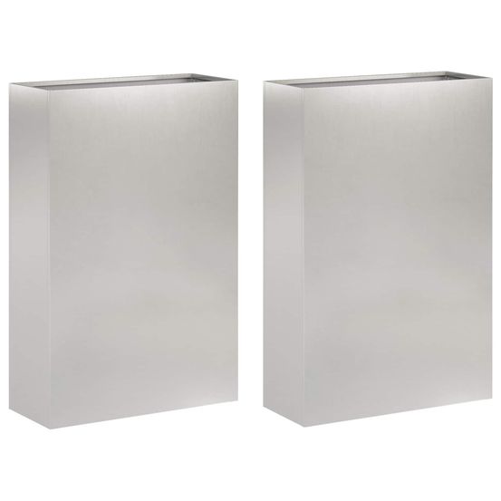 Cache-pot de jardin 2 pc argenté 40 x 20 x 75 cm