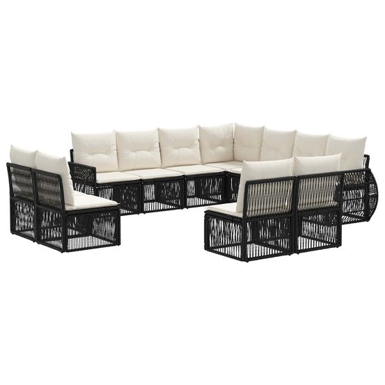 Ensemble de canapé de jardin 11 pc noir et blanc crème
