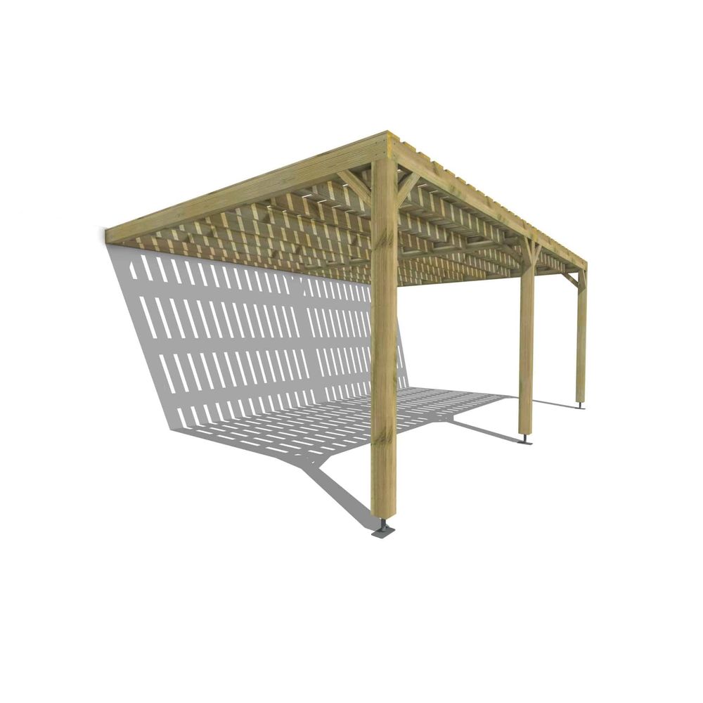 Pergola bois • 6m x 4m • adossée • sens largeur • platelage bois • livraison comprise