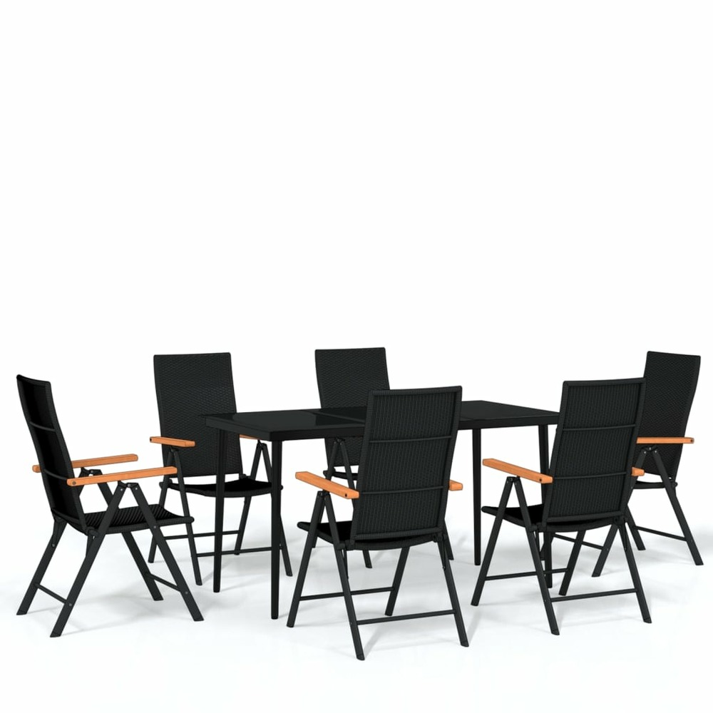 Ensemble à manger de jardin 7 pcs noir