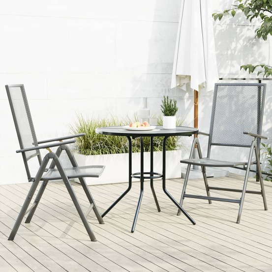 Ensemble de chaises de jardin inclinables 3 pcs anthracite