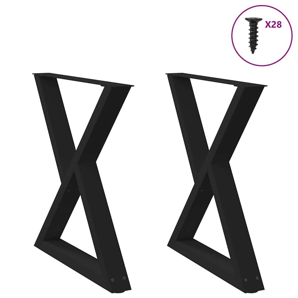 Pieds de table à manger 2 pièces noir 70 x (72-73,3) cm acier